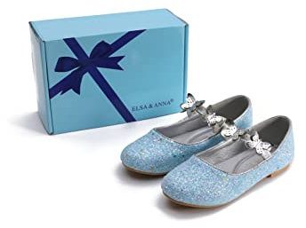ELSA & ANNA Prinzessin Schuhe Mädchen – Prinzessin Schuhe – Glitzer Schuhe Mädchen – Schuhe für ELSA Kleid für Partys, Fasching, Karneval – Schuhe für Kinder (SH2210)