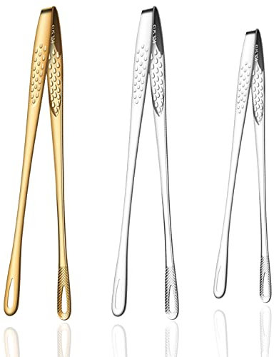3Pcs BBQ Tongs Stainless Steel Grill Tongs Korean Barbecue Tongs SUS304 Frying Shovel Stainless Still Portable Kitchenware Grill Tongs for Home Outdoor ( 11 Inches, 9.4Inches )