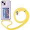 FMPCUON Silicone Mobile Phone Chain for iPhone 13 Pro, Phone Case with Lanyard Strap, Transparent Protective Necklace Case with Card Slot, Yellow