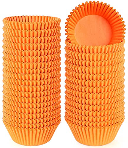 Caperci Standard Orange Cupcake Muffin Förmchen 500 Stück, kein Geruch, lebensmittelecht und fettdicht Papier Backförmchen (Orange)
