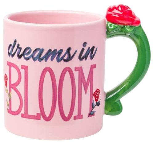 Silver Buffalo Disney Princess Beauty and The Beast Belle Dreams in Bloom Roses 3D Sculpted Handle Ceramic Mug, 20 Ounces