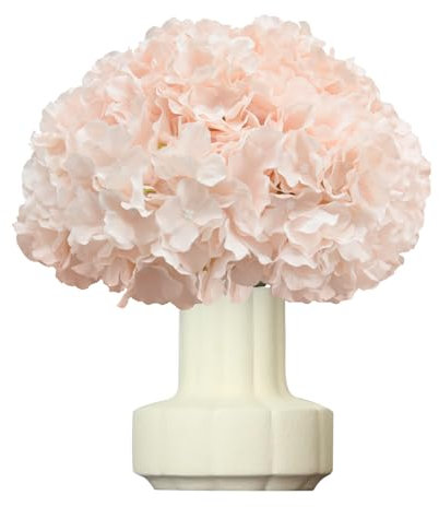 DH EYB 10 Stück Blush Pink Hortensien Künstliche Blumen Seide Künstliche Hortensien Blumen Kopf mit Stiel Hortensie für Braut Hochzeit Babyparty Home Party Dekoration (Blush Pink)