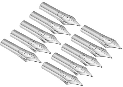 PATIKIL 0.7mm Line Width Fountain Pen Nib Replacement, 10 Pack 304 Stainless Steel Ink Dip Calligraphy Pen Nib for Drawing Writing, Silver