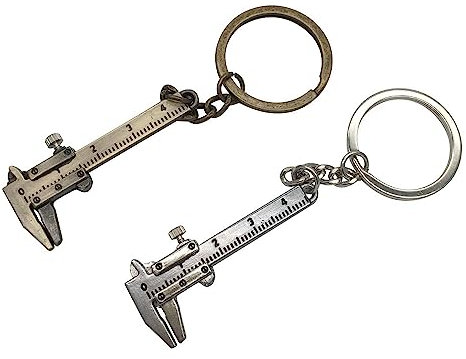 Mini Messschieber Schlüsselanhänger, Kreativer beweglicher Legierung Schlüsselbund, Standard caliper keychain, Messschieber Werkzeug Schlüsselanhänger(2 Stücke)