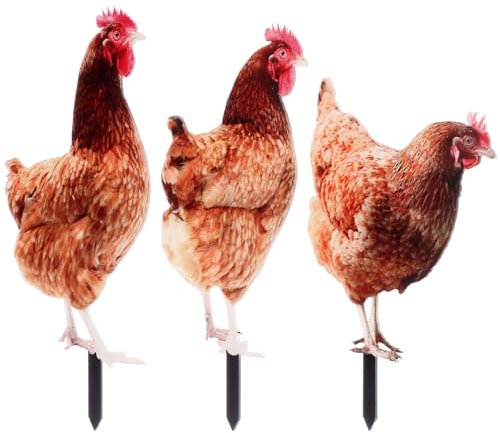 3 figuras de jardín con forma de gallina, gallina, gallina, gallina, decoración de jardín, animales, estatua, estatua, escultura de jardín, taburete de valla, decoración de patio, decoración de
