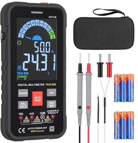 ALLmeter Digital Multimeter mit 10000 Zählungen Voltmeter mit Farbbildschirm TRMS Strommessgerät misst AC/DC Spannung Strom Kapazität Widerstand Dioden Frequenz Temperatur NCV für Elektriker