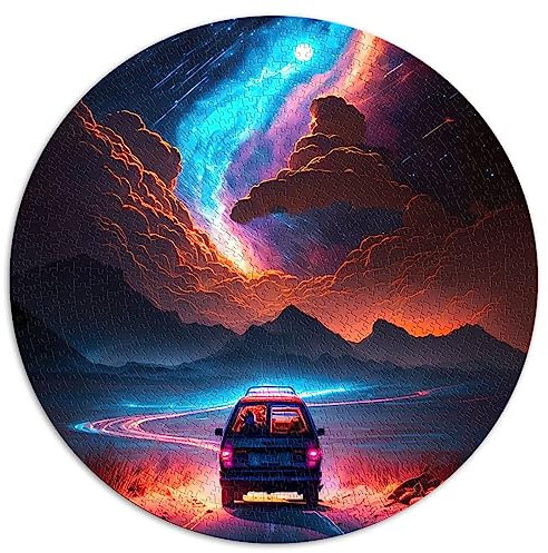 1000-teiliges Puzzle „Escape from City“, rundes Puzzle für Erwachsene, Erwachsene und Kinder, Papppuzzles, Lernspiel, Herausforderungsspielzeug, Größe: 67,5 x 67,5