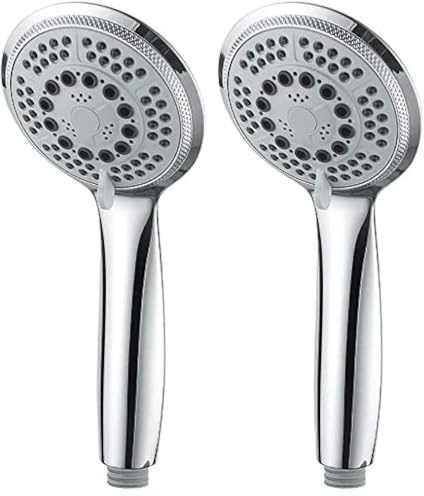 GRIFEMA COMPLENTO-G804 Round 100mm Hand Shower with Water-Saving Funtion, Handheld Shower Head with 5 Spray Patterns, Chrome (Pack of 2)
