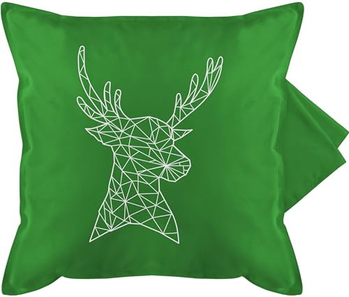 Kissenbezug - Statement - Hirschmotiv I Hirsch I Deer - 50 x 50 cm - Grün - hirschkissen statement-kissen statements mit bezug kissenhülle sofakissen weißer kissenbezüge kissenhüllen zierkissen