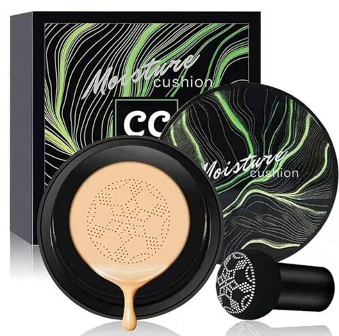 Base De Maquillaje CC Cream Con Cojín De Aire Cabeza De Seta, BB Cream Foundation Makeup, Air Cushion CC Cream, Corrector Hidratante Nude Makeup Iluminador Duradero