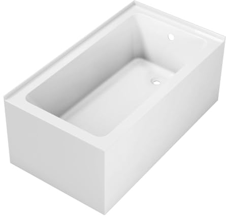 Aqua Eden VTAP5430R22TS 54-Inch Acrylic 2-Wall Corner Alcove Tub with Right Hand Drain, White
