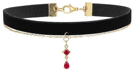 Choker Halsband Damen Schmuck Ketten aus Samt Schwarz Anhänger Joker Choker Kette Damen Geschichtet Samt Gothic Choker Halskette Vampir Accessoires Schmuck für Mädchen Frauen
