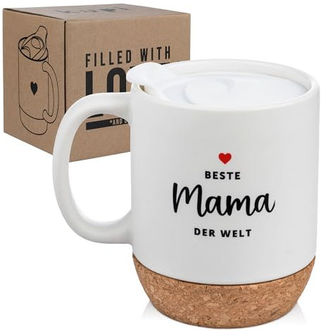 kupi Muttertagsgeschenke für Mama | Muttertagsgeschenk Beste Mama Tasse | Muttertag Geschenk Kaffeetasse mit Spruch | 350ml Teetasse mit Deckel