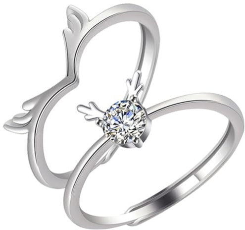 CALLARON 1 Paar Geweih ring Geschenke Frauenringe Paar Verlobungsringe Versprechensringe für Paare Verlobungsringe für Paare passende Ringe für Paare einstellbar Vorschlag Mann Kupfer