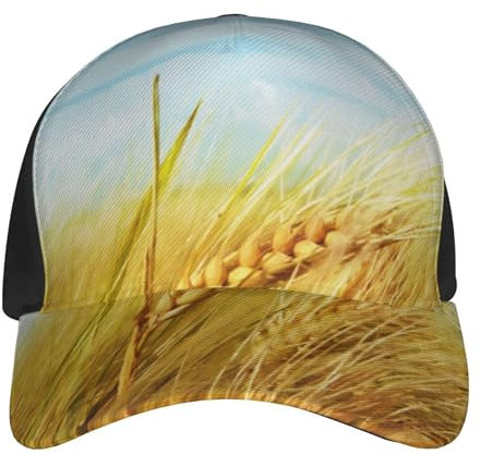 Paddy Baseballkappe mit Reisfelddruck für Herren und Damen, verstellbarer Hut – Unisex Vierjahreszeiten-Sonnenhut, Schwarz , One size