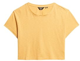 Superdry Damen Lässiges, kurzes T-Shirt Sauterne Gelb 44