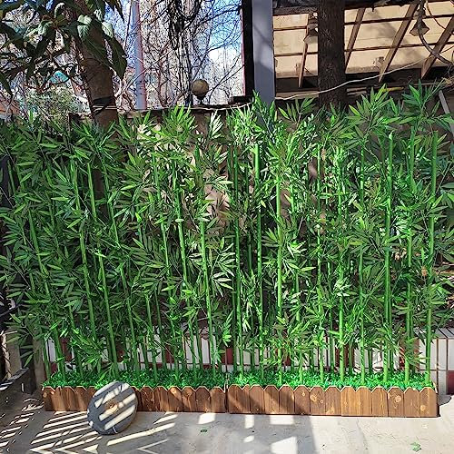 XMDEUR Plantes résistantes aux UV Paravent en Bambou Artificiel pour Porche extérieur, Patio, Cour, décoration sur Pied, Fausse barrière de confidentialité en Bambou, Feuilles et Tronc Naturel (Cou
