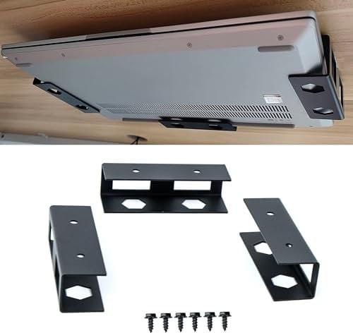 xtemtoamz Laptop Untertisch Halterung, Ständer für Notebook, Kohlenstoffstahl Laptop Ständer, Laptop Halterung Unter Schreibtisch, Laptop Aufbewahrung, Schwarz, Kompatibel für 0-30mm