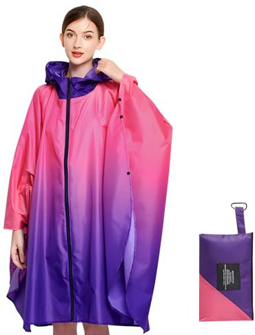 SOPPY Poncho de pluie léger et imperméable pour homme et femme, coupe-vent, réutilisable, indéchirable, respirant avec capuche pour activités de plein air, séchage rapide, taille unique, Rose., L-XL