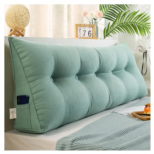 CJJZFO Lesekissen für Bett Und Sofa, Stützkissen Rücken Bett, Kissen Bett Rückenlehne, Lendenkissen Bett, Rückenkissen für Sofa, Kordsamt Keilkissen Sofa(Blue 2,120 * 50 * 20cm)