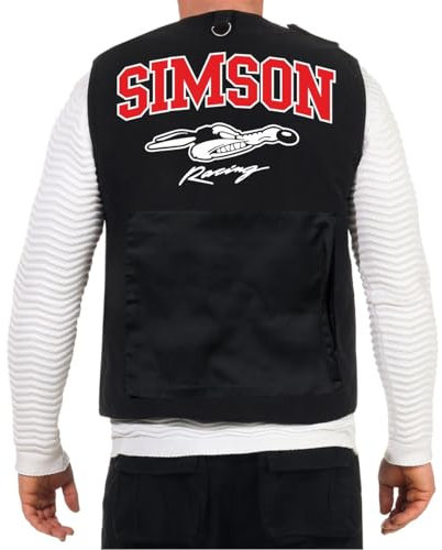 Spaß Kostet Männer Jungs Weste mit vielen Taschen Simson Racing Moped DDR Motorrad