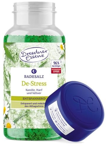 Dresdner Essenz Badesalz De-Stress 600g - Aromatisch, Grün - Entspannung, Stressabbau, Wiederherstellen, Aromatherapie