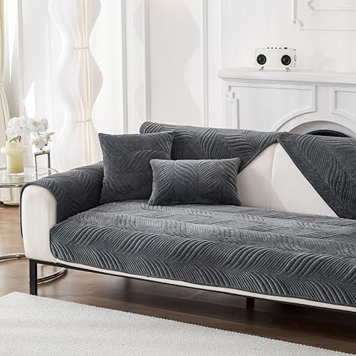 DOT.V Stylish Sofa Protection; Cornersofa Cover; L Shape Sofa Cover; 2/3/4 Seater; Armchair Cover; Water Resistant; Non Slip; Pets/Kids (Midnight Slate, 70x90)