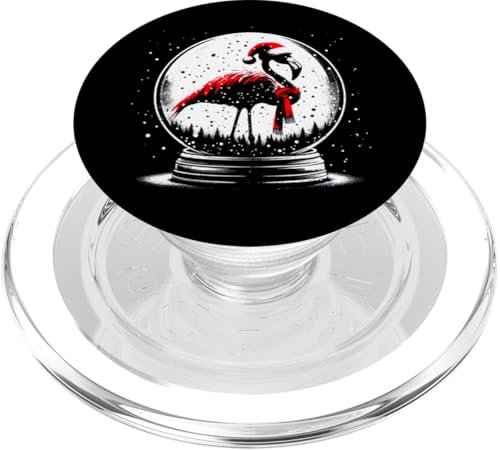 Boule de neige de Noël flamant rose – Père Noël amateur de Noël vintage PopSockets PopGrip pour MagSafe