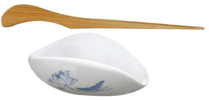 VILLFUL Tea Vessel Ceramic Bean Dosing Cup Chinese Tea Vessel Spoon Holder Decorative Tray