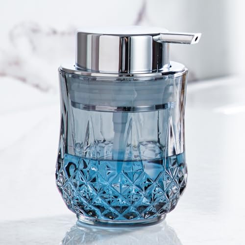 Enra seifenspender Glas,10oz Silber Badezimmer Seifenspender,Nachfüllbarer Hand Flüssigseife Dispenser,Großer Pumpenkopf für leichtes Pressen,Geeignet für Handseife,Shampoo,Duschgel,Küche,Bad