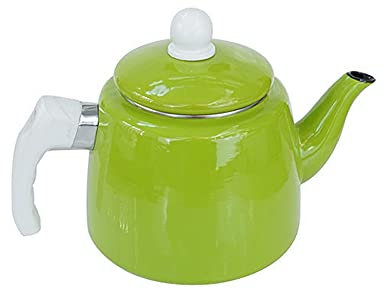 ZHZXBDGQ Bollitore da caffè smaltato, grande capacità da 1,5 l con manico in legno antigelo, adatto per piano cottura o stufa fatta in casa, teiera a becco retro-B