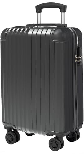 ABISTAB Handgepäck Koffer 55x35x23cm, Hartschalen Koffer & Trolleys klein, leicht Reisekoffer mit 4 Rollen, Zahlenschloss, Schwarz