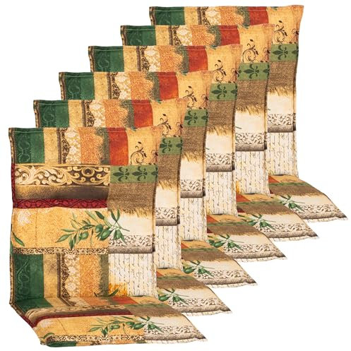 NYVI Niedriglehner Auflagen Rio 100x48 cm 6er Set - Antique - Gartenstuhl Sitzauflage mit 5 cm Sitzpolster - Bequem, Robust, Pflegeleicht