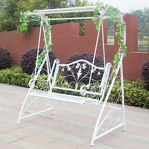 asdchZen Altalena da Giardino, Altalena da Giardino, Sedia A Dondolo in Ferro Battuto, Cestino Appeso, Adatta per Balcone Esterno (C)