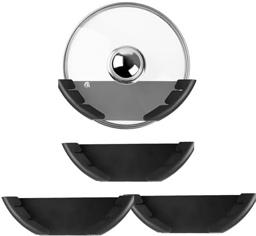 Smavles 3Pcs Pot Lid Holder Wall Mounted, Pan Lid Storage Rack, Self-Adhesive Pot and Pan Lid Organizer, Compact Kitchen Lid Holder for 6-13.5in Home Cupboard Cabinet Door
