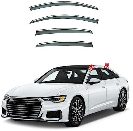 MSMDG 4 Stück Autofenster-Windabweiser, Auto-Seitentür-Regenabweiser, kompatibel mit Audi A6,C8 2019-2022