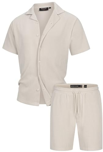 Indicode Herren INZandro Sweatshorts & T-Shirt Set aus Baumwollmischung | Bequemes Shorts & Shirt Set aus weicher Baumwollmischung, Sweatshorts, T-Shirt, kurze Hose, Sommerset, Freizeitset für Männer