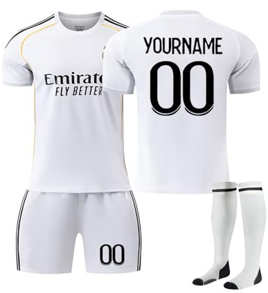 Maillot de Foot Enfant Personnalisé 2024/2025 Ensemble de Maillots Domicile/Extérieur avec DIY Votre Nom Numéro,Football Maillots Tenues de Sport GarçOns avec Short et Chaussettes