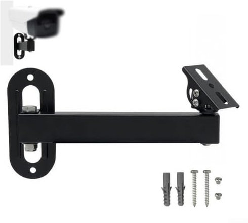 Jotekonoby Adjustable Corner Mount Security Bracket Long Arm Wall Mount 180 Degree Rotatable CCTV Camera Surveillance System Support Holder Black(20cm)