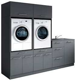 Laundreezy Waschraum Komplett-Set Modulares Schranksystem Anthrazit
