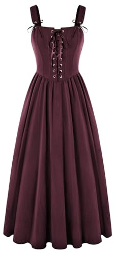SCARLET DARKNESS Women's Renaissance Corset Dress Sleeveless Lace up A-Line Maxi Dresses
