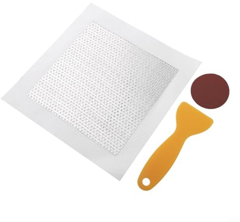 Selbstklebendes Trockenbau-Reparatur-Set mit Fiberglas-Netz und Schaber-Werkzeug für Wand-Decken-Loch-Reparatur, einfache Anwendung (15 x 15 cm)