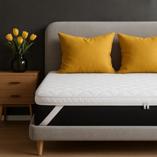 SLIPIO Matratzentopper 120x200 cm | 7 cm Höhe | Visco+ Memory Foam | Waschbar & Hypoallergen | Mattress Topper 120x200