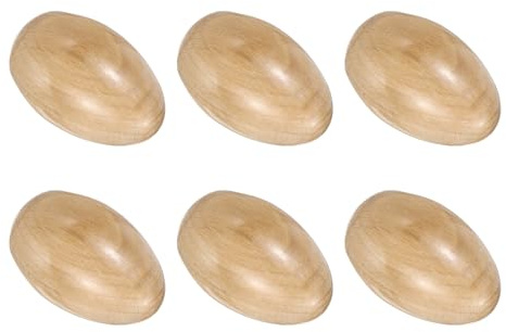 QUARKZMAN 6 Pcs Huevos De Madera Sonajeros Musicales Color Madera | Instrumentos De Percusión Manuales De Madera, Para DIY Pintura Aprendizaje Musical Fiestas De Pascua Y Presentaciones