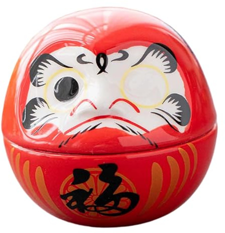 Ioensy Kleine Japanische Daruma Puppe Aus, Dharma Dekorationskunstskulptur, Miniaturfigur für Feste, Rot