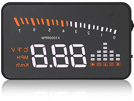 Headup Display Auto, Auto HUD Alarmsystem Universal 3 Zoll Heads Up Display Auto Mit LED Digtalanzeige OBDII Schnittstelle Geschwindigkeit Warnung Windschutzscheibe Projektors System für Auto LKW