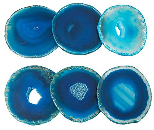 mookaitedecor 12 Stück Natürliche Geode Achat Scheiben, Rund poliert Achat Edelsteine Namen Karten für Hochzeit