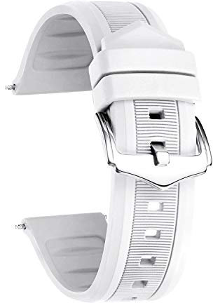 BINLUN Silikon Kautschuk Uhrenarmbänder 12mm-28mm Sportlich und Atmungsaktiv Ersatzarmband Flexibel Bequem für Herren & Damen(Weiß,26mm)