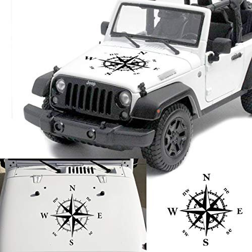 MOMOALA 50X50Cm Bussola Modello Auto Cappuccio Adesivi in Vinile Decalcomanie Universali per Jeep per Wrangler Rubicon JK CJ