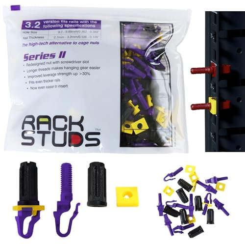 P100 Rack Mount II - Rack Screws for Server Rack Rails 19 Square Punched Vertical Rails, Perfect Cage Nut Replacement, Rack Nuts, Rack Studs Rack Mount Screws - Purple 3.2mm/0.126 100-Pack